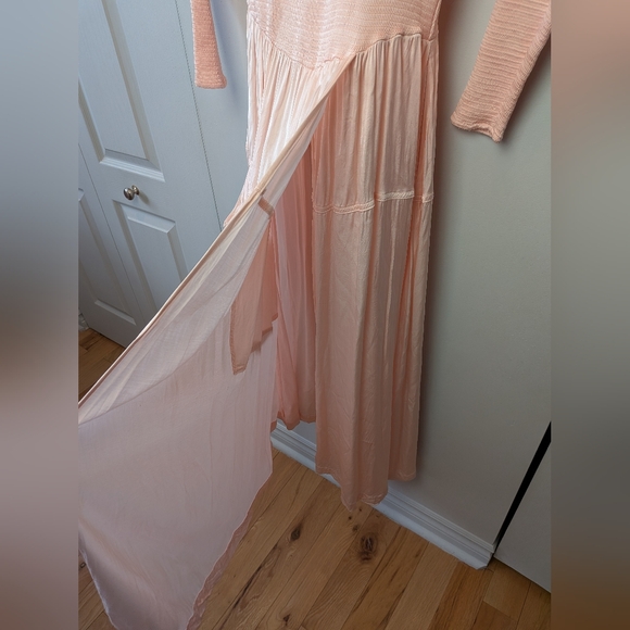 FREE PEOPLE Lucky Love Midi Dress Baby Pink No Size Tag (S Approx) Satin Finish - Picture 9 of 16